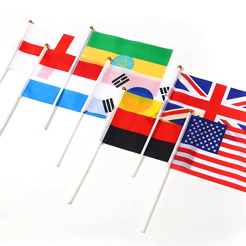 14x21cm polyester table flags with pole flying country shaking national waving croatian hand flags