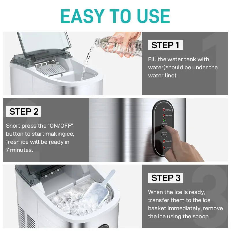 Mini Portable Ice Cube Makers Machine Fast Stainless Steel Home Office