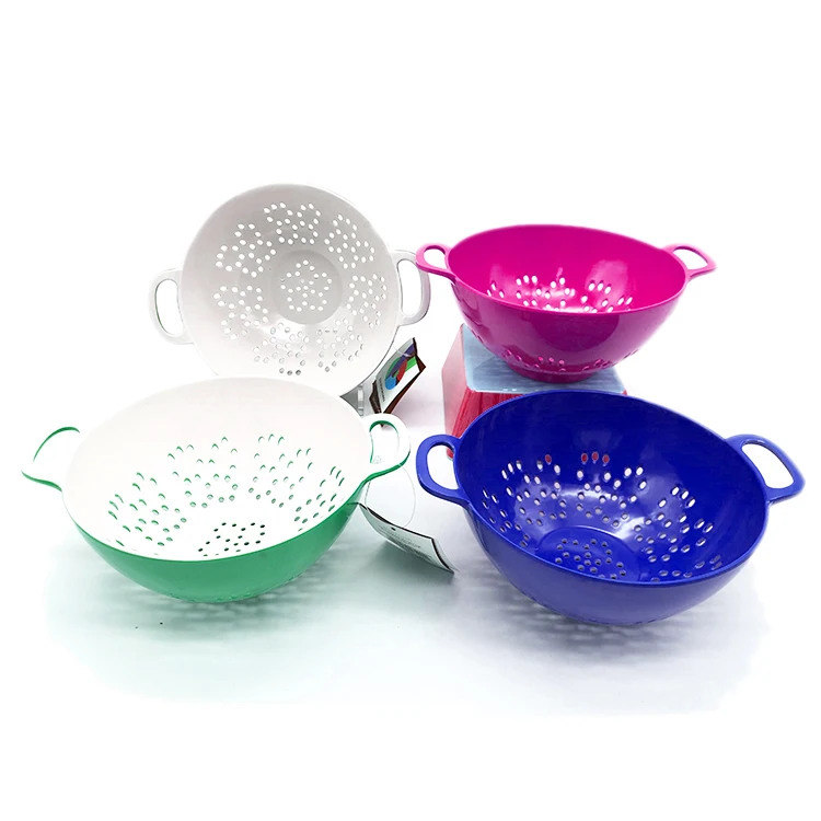 Однотонная меламиновая кухонная утварь с двойной ручкой, кухонный пластиковый дуршлаг, чаша с ситечком
