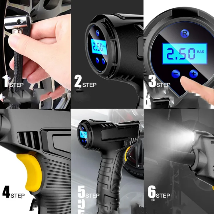 Car Tire Air Compressor Multible-Purpose Car Inflator Rechargeable Battery Digital Air Pump