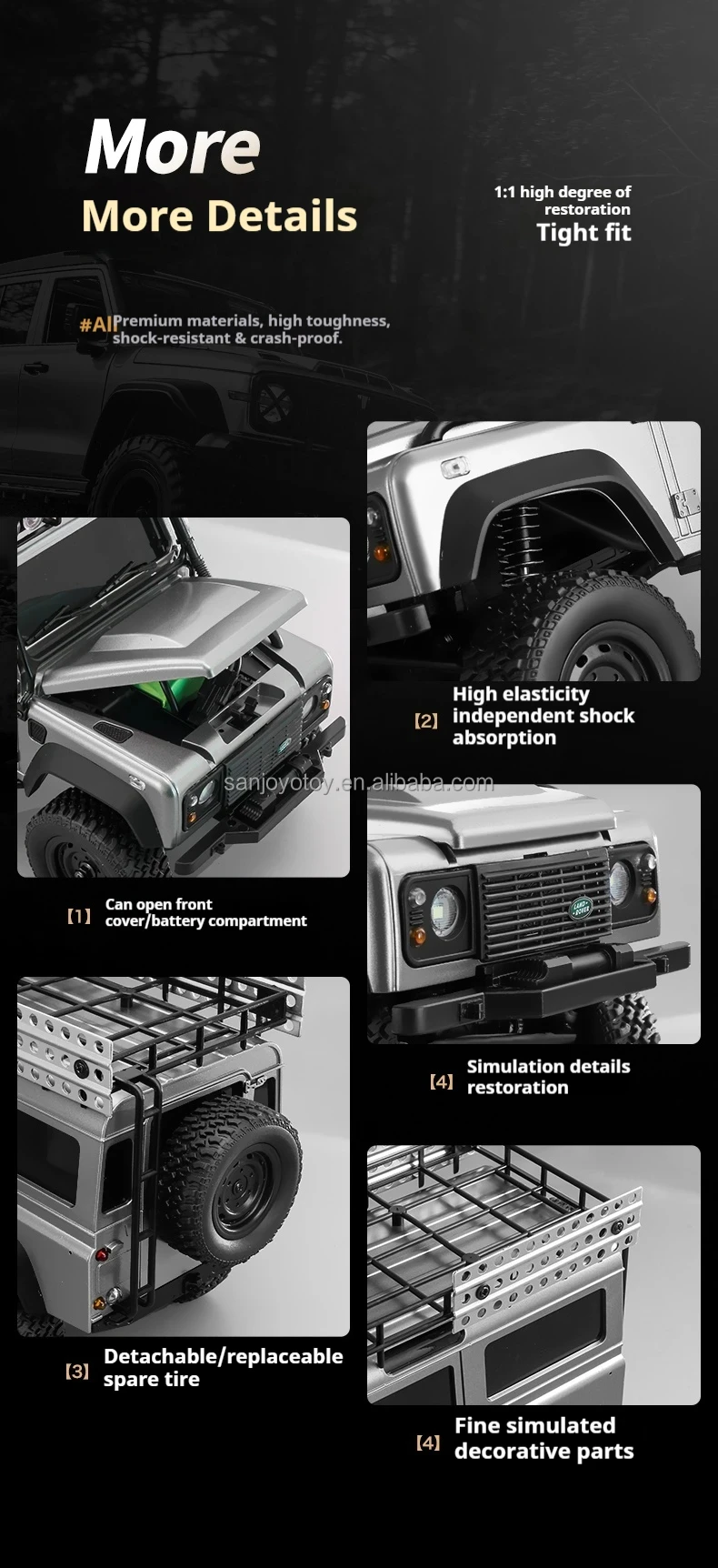 MN111C Rc Car 1:18 4WD Land Rover Defender Full Scale Off-Road Vehicle Mn Model High Speed Simulation Climbing Toys Boys Gifts
