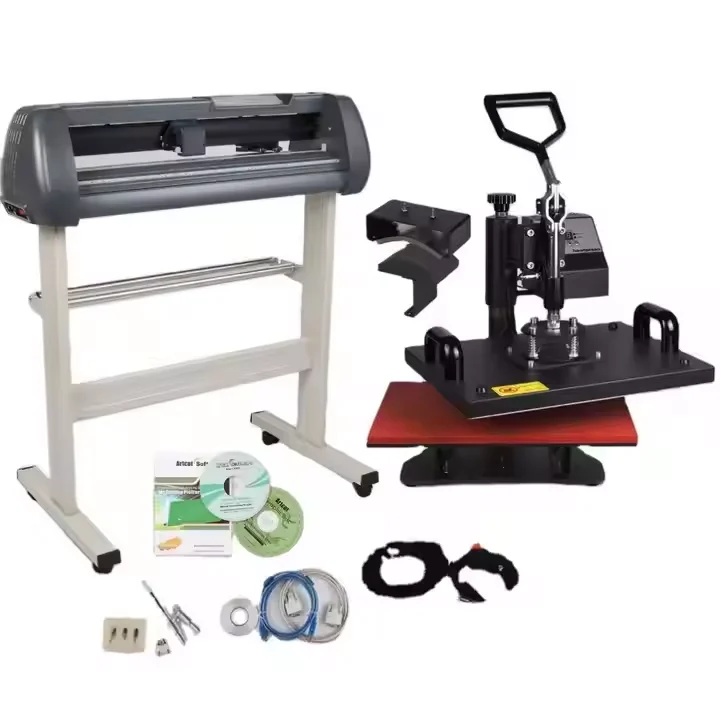 TEBAK 5 in 1 Digital Heat Press Transfer Machine and 34" Vinyl Cutting Plotter Machine With Artcut Software
