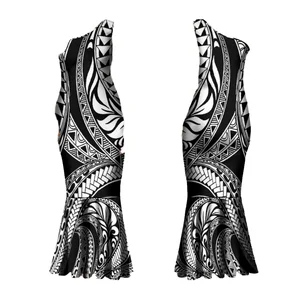 customize Manufacturer Wholesale Custom Women's Elegant One Shoulder Sleeveless Mermaid Polynesian Party Plus Size Maxi Dress