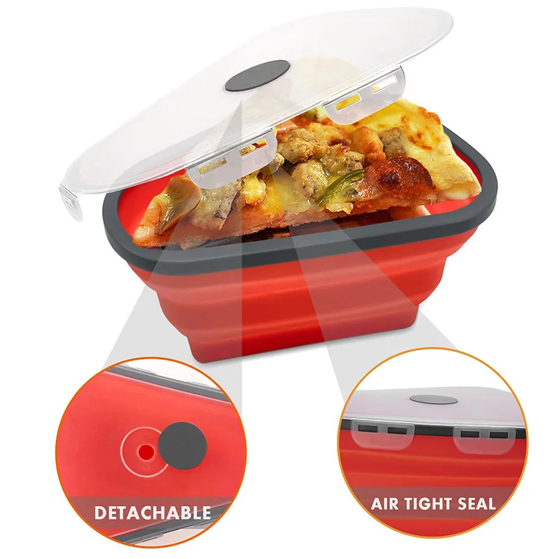 Bpa Free Reusable Silicone Microwavable Leftover Pizza Box Collapsible