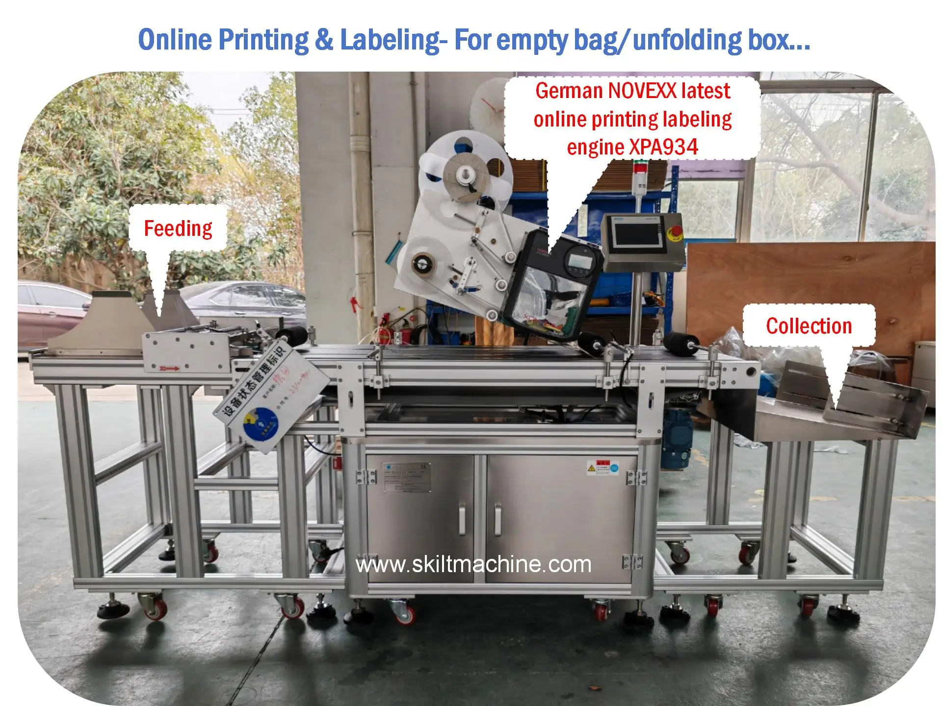 23 Years Experience SKILT Automatic Carton Box Surface Online Printing Labeling Machine Electric Wood and Paper Packaging