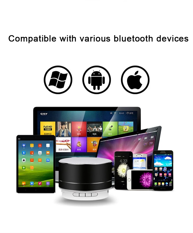 Portable Wireless Bluetooth Speaker with Handsfree CallTF Card HD Sound and Bass for Smartphone