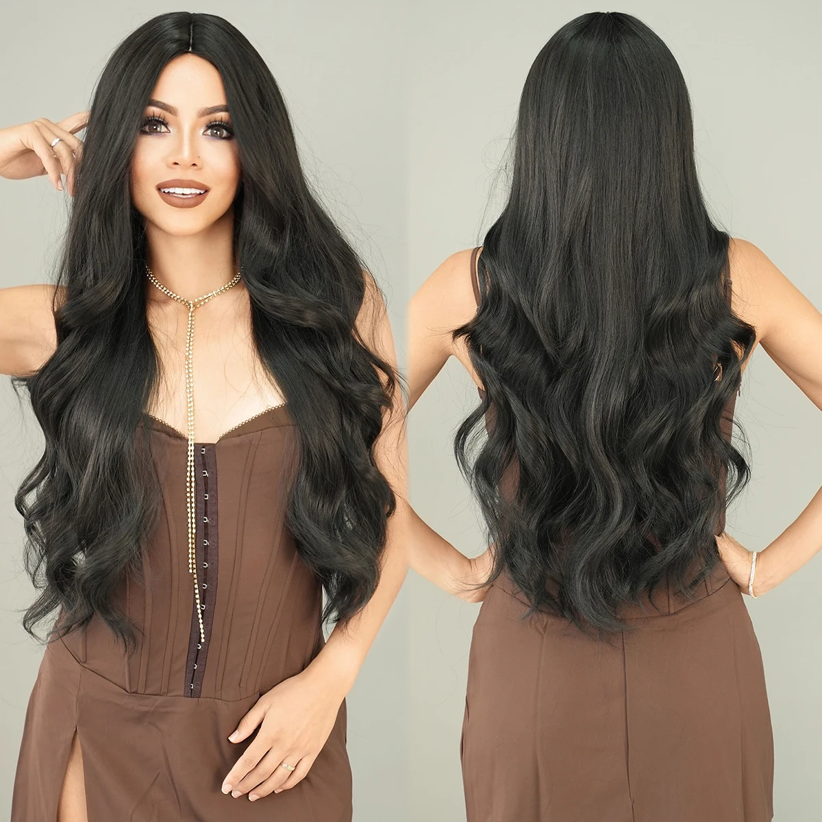 Alibaba.com: 7JHHWIGS MW9137-1 Long Black Wavy Wig 30 Inch 