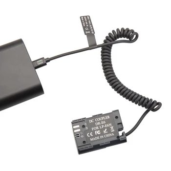 LP-E6 Dummy Battery + Type C Cable for Canon EOS 5D2 5D3 5D4 6D 6D2 60D 7D 7D2 70D 80D 90D 5DSR R R5 R6 detail image