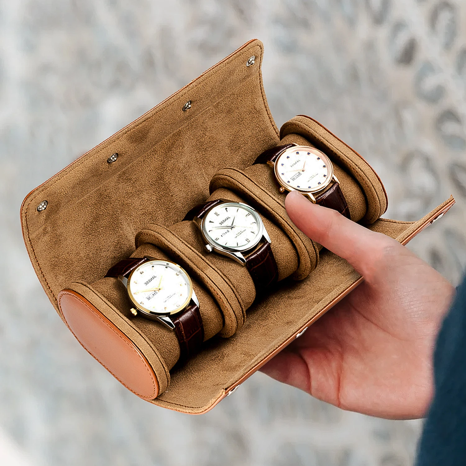 Custom Logo Watches Roll Single Watch Roll Case Travel Canvas Round