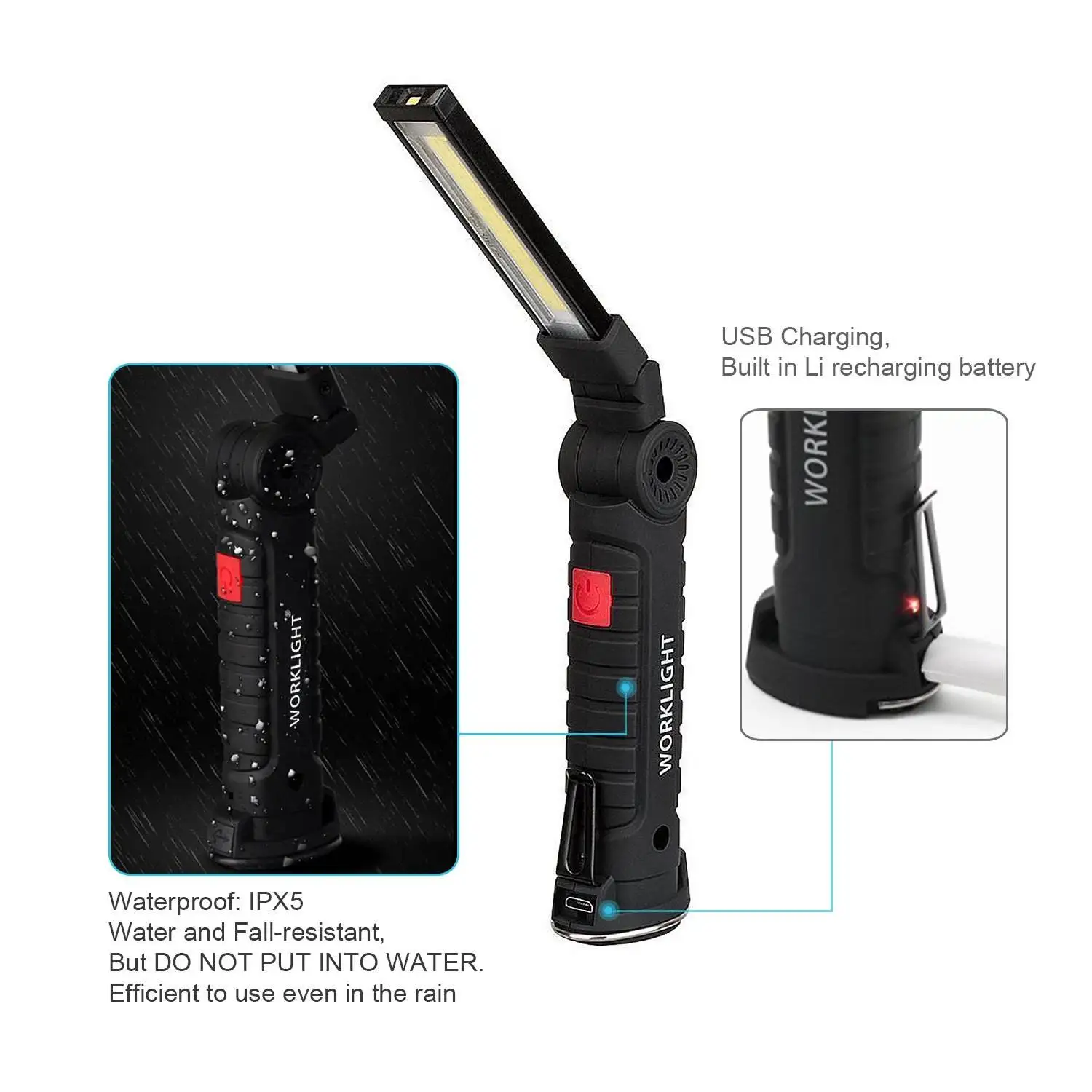 Foldable LED Rechargeable Flashlight - USB & Magnet