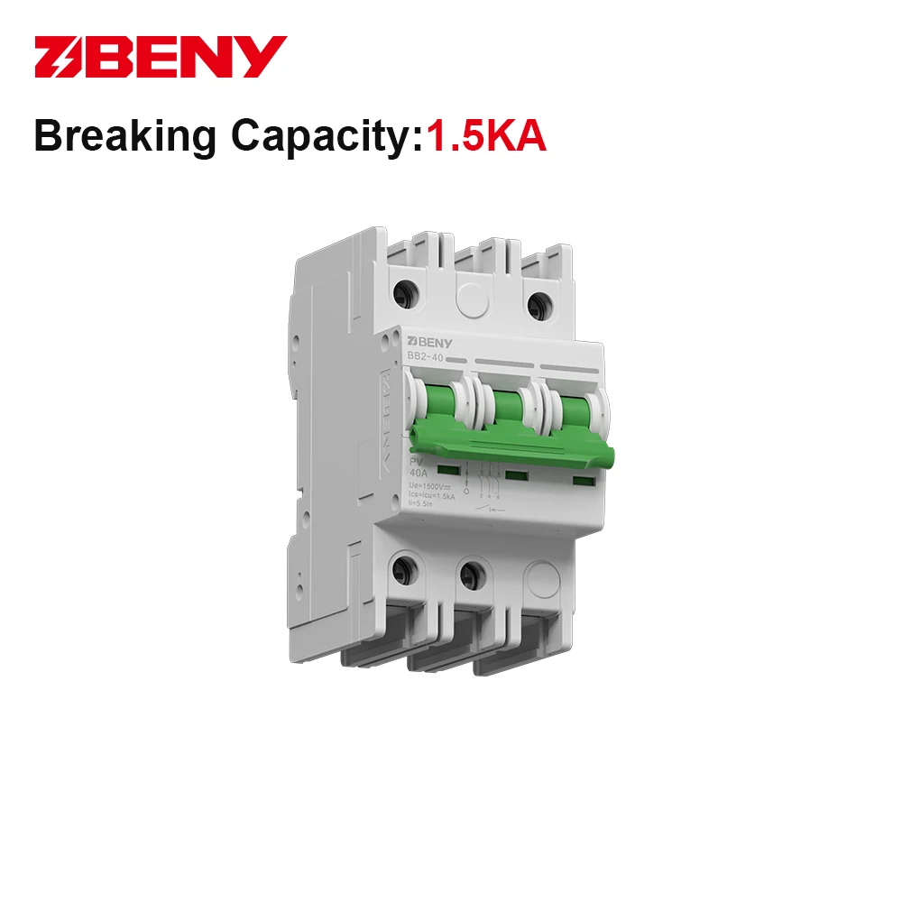 BENY Solar DC  Miniature Circuit Breaker 3P 1500V 40A Mini Circuit Breaker MCB for Photovoltaic Combiner Box