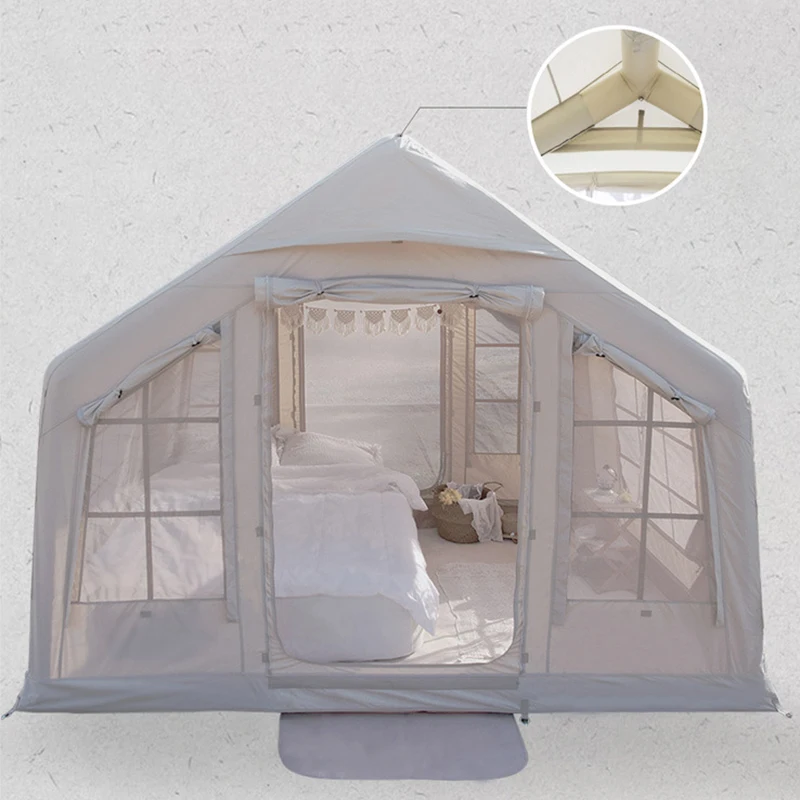 Tenda glamping da campeggio impermeabile per esterni con grande attrezzatura da campeggio gonfiabile avanzata Tenda gonfiabile per glamping all'aperto