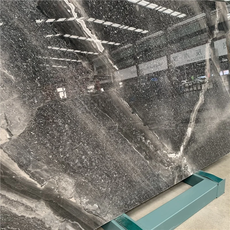 Đá cẩm thạch màu xám thiên hà đánh bóng bán chạy – vân trắng, dùng cho mặt bàn bếp, gạch lát sàn và ốp tường