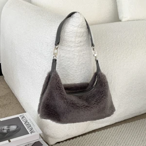 Wholesale Popular Design HandBag Fashion Plain Hand Bags Soft Plush Shoulder Bag