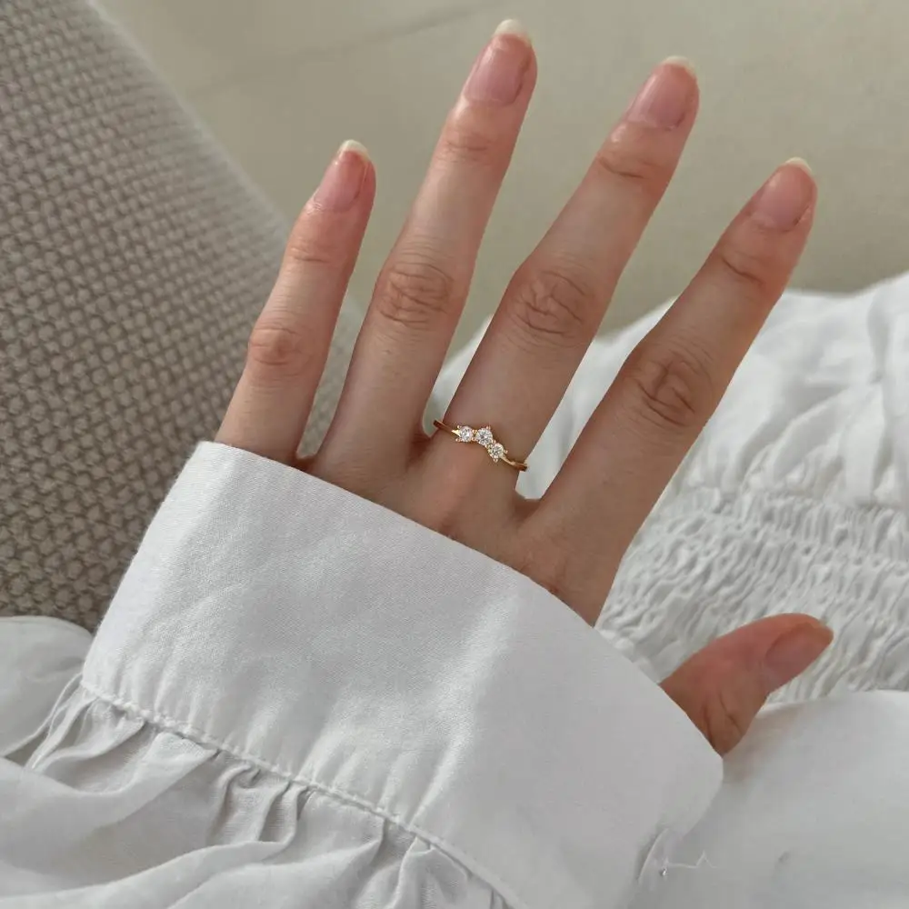KAKODIY Tri-Zircon Linked Bat Shape Ring Jewelry for Women Wedding Open Adjustable 925 Sterling Silver Ring detail 5