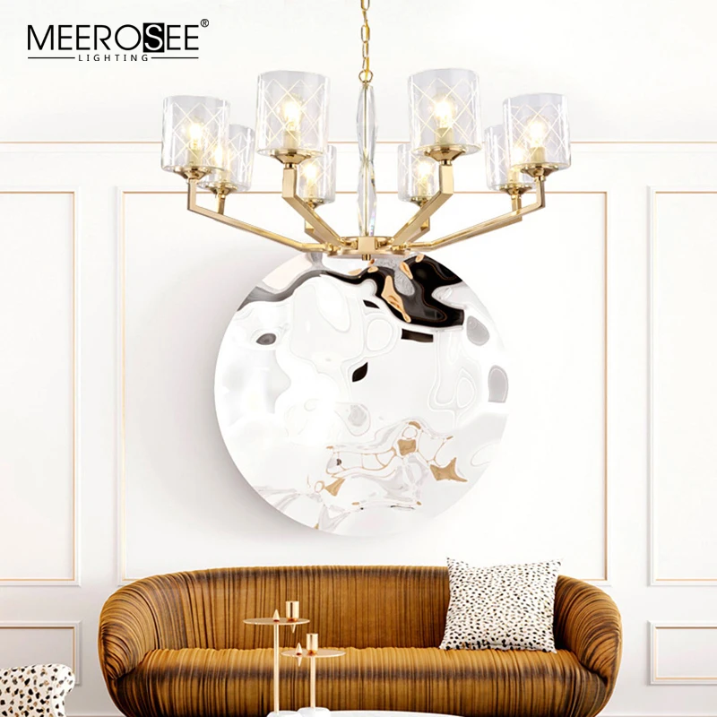 Meerosee 2021 Good price Pendant Lamp Iron Chandelier with Glass Shade Modern Chandelier MD86752