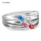 Ring Wholesale Hot Selling Luxury Style Women Gift Lettering 4 Birthstone 925 Sterling Silver Wedding Ring