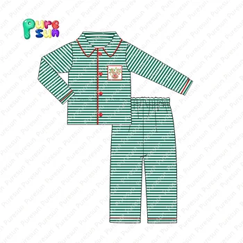 Puresun New Design Baby Boy Clothing Set High Quality Cotton Elk Smocked Embroidery Boy Sleepwear For Kids Christmas Wear