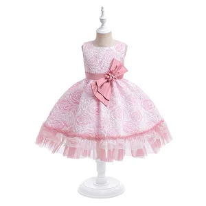 New Kids Party Dress Summer Girls Princess Sequined Bow Appliques Lace Comfortable Baby Girl Dress