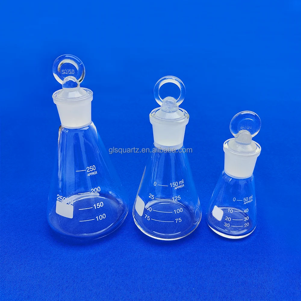 GLS Manufacture Lab Glassware Erlenmeyer Flask Borosilicate Glass Conical Flask With Stopper