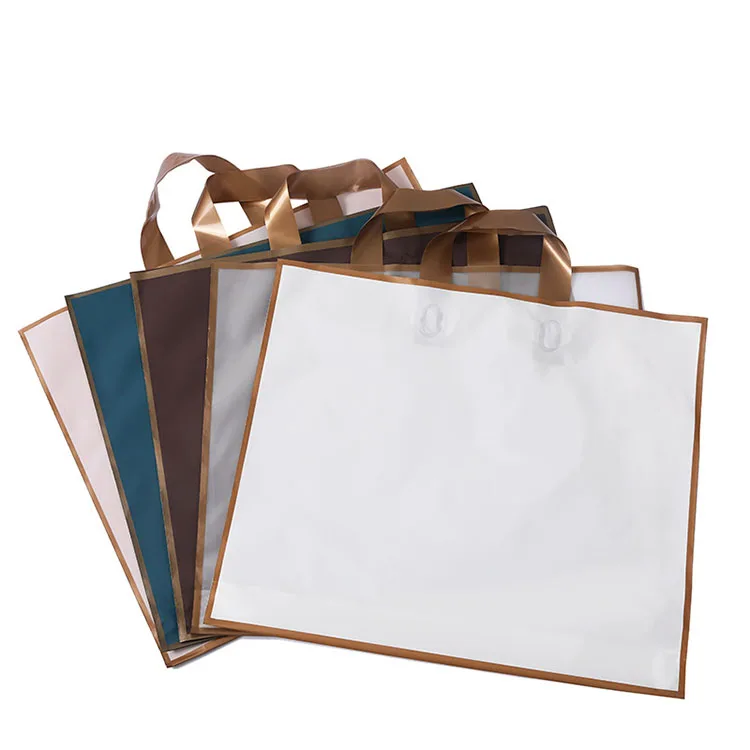 Low MOQ 100PCS Recyclable Custom Cheaper Lartge Plastic Pe Shopping Bag with Handle