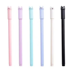 Creative Cartoon Cute Tail Cat Black Plastic Gel Ink Signature Pen Student Stationery Wholesale