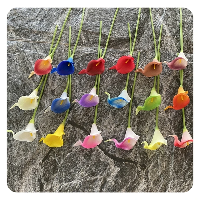 Cheap Calla Lily Flower Single Stem Artificial PU Real Touch Calla Lily 33cm Mini Lily Flower Material for Wedding Home Decor