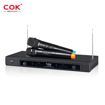 C.O.K Hot Sale Wireless Microphone System Portable UHF Audio Mic Set with 2 Handheld Dynamic Recording music studio equipment