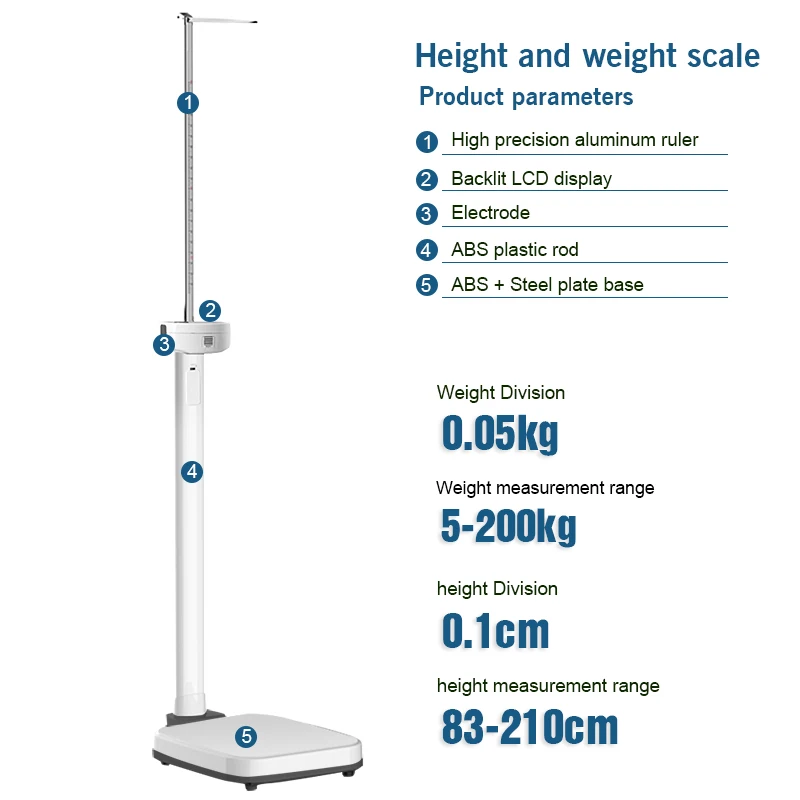 Height & Weight Scale - 200kg BMI, Plastic