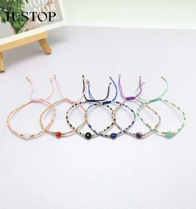 Wholesale Vintage Colorful Miyuki Beads Natural Stone Rope Handmade Ball Charms Bracelet