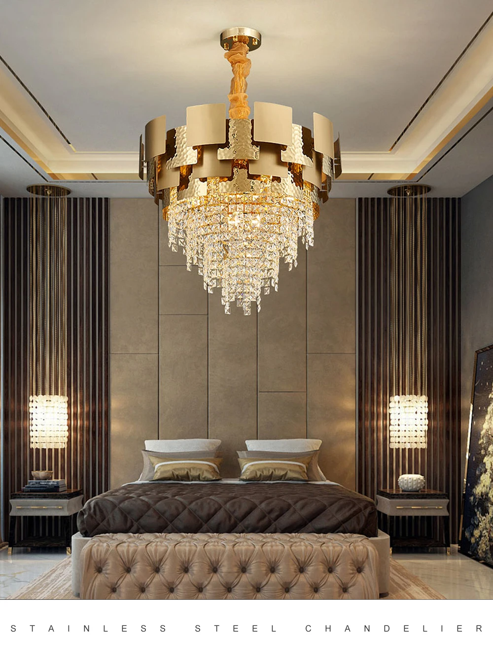 Modern Large Luxury Gold Crystal Chandelier K9 Crystal Chandelier High ...
