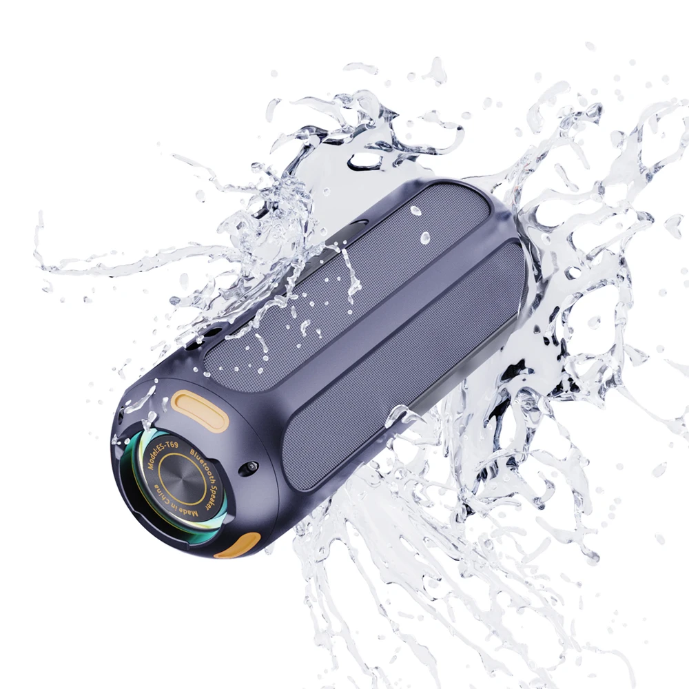 RGB Lights IP66 Waterproof 20W Speaker 30H Playtime Portable Wireless MP3 Player ES T69 TF Card Slot Factory Wholesale