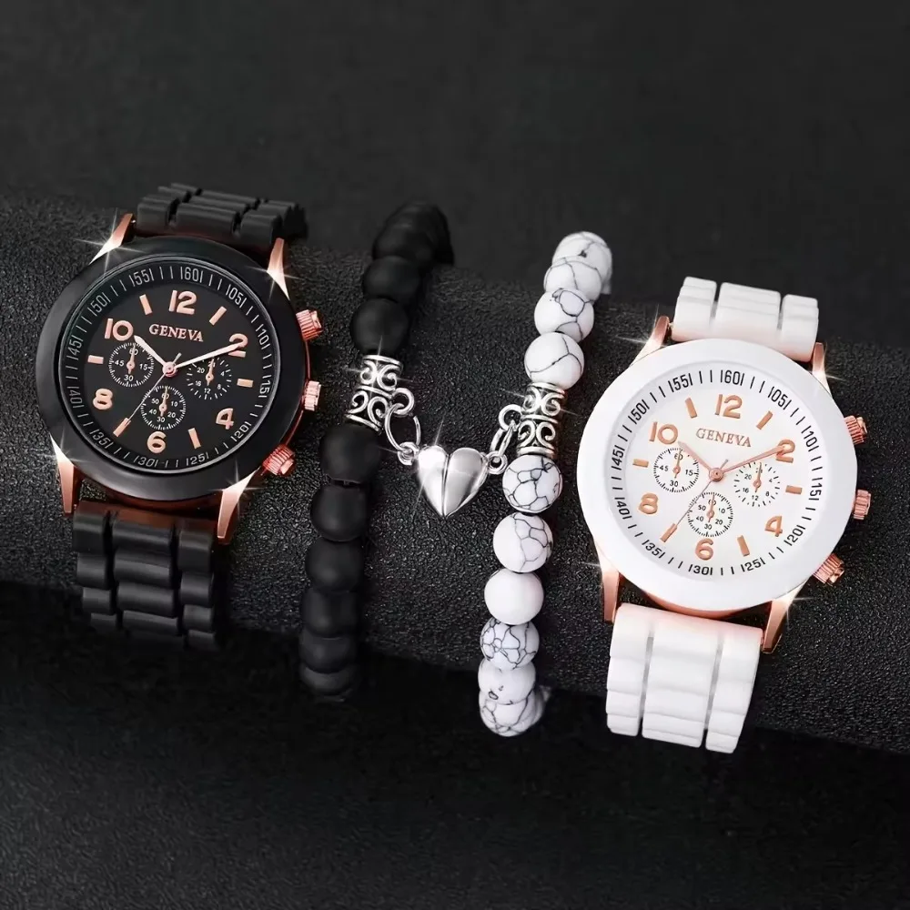 4PCS/Set Popular Casual Couple Watch Fashion Silicone Band  display picture 1