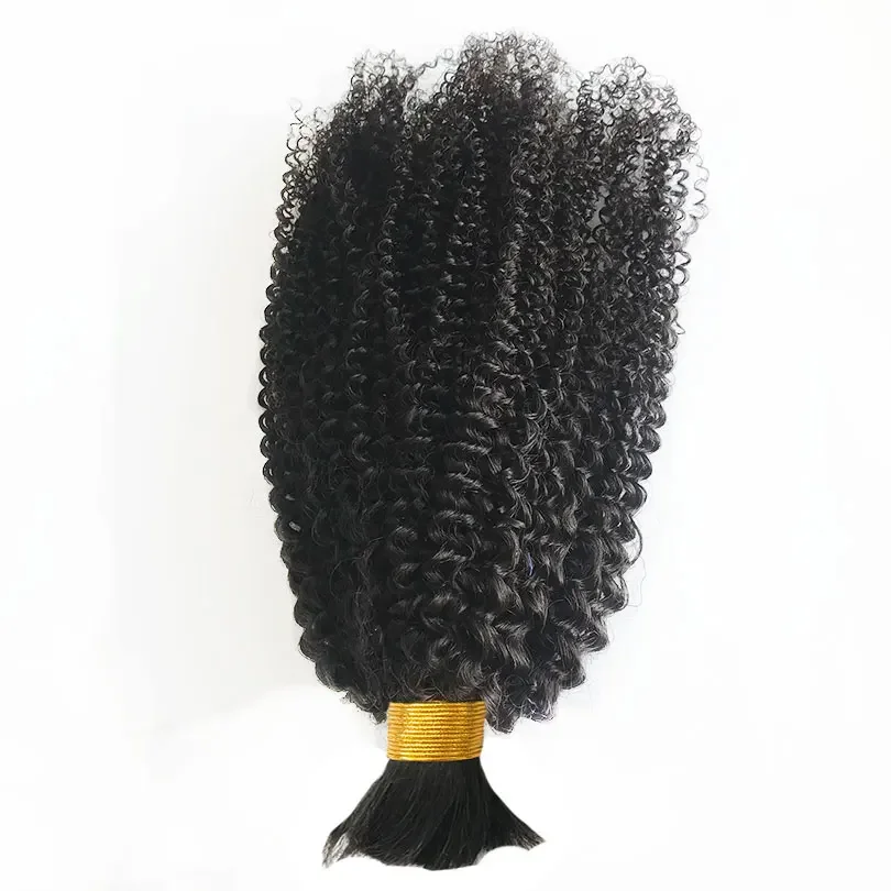 Mongolian Afro Curly Human Hair Bulk For Braiding No Weft Remy Human Hair Bulk 1/2/3 Bundles_voghion.com