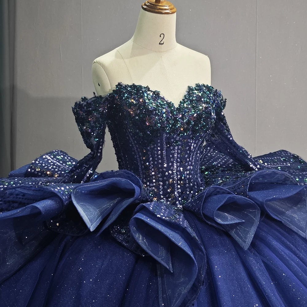 navy blue sparkly formal dress Navy Blue Long Mermaid Prom Dress with Glitter Navy / 18