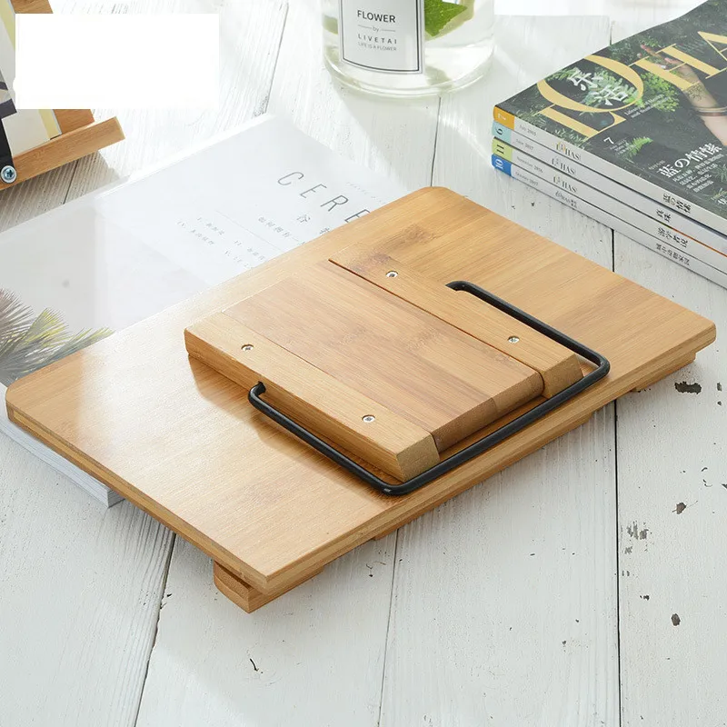 Bamboo Book Stands & Holders for Reading Hands Free in Bed,Cookbook,Textbook,Law,with 5 Adjustable Height Laptop Stand.jpg