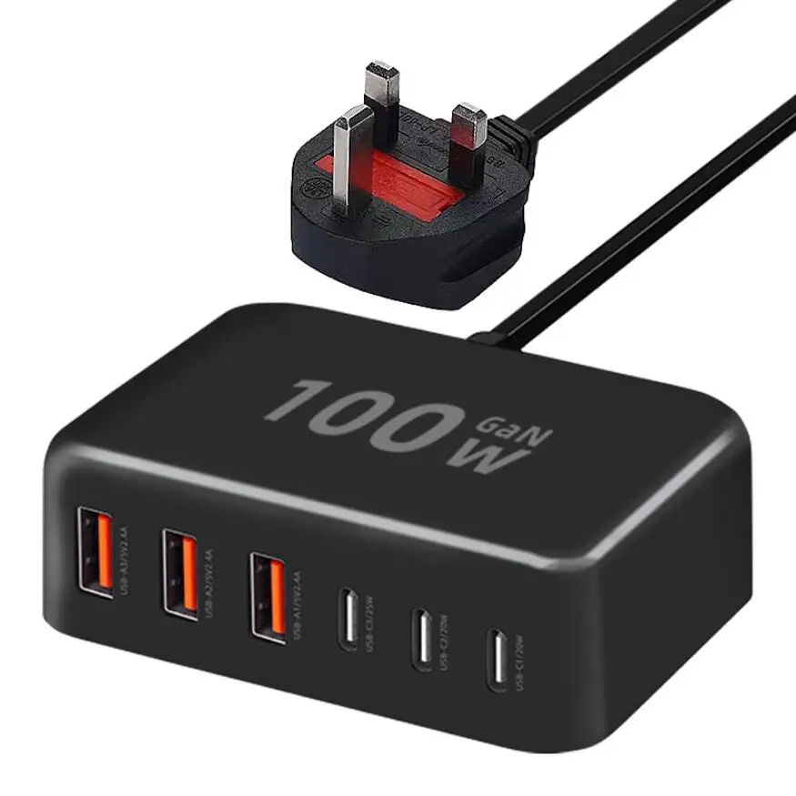 100w Fast Charger Usb-c Pd Charging Pc Fireproof Wall Charger 3 Usb 3 ...