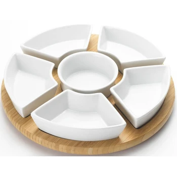 Lazy Susan,Bamboo Revolving Appetizer Display,Serving Platter Chip And ...