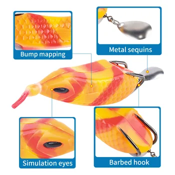 11.5cm/16g Thunder Frog Lure Soft Lure Bionic Floating Rubber Sequin Frog for Trout Sea Bass Fishing – Soft Lure – view 5