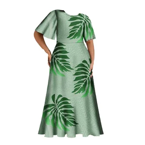 Customize  Polynesian Tribal Designs Empire Waist Plus Size Ladies Floor-Length Hawaiian Tropical Printed Custom Sexy Dresses