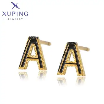 A00676775 XUPING Jewelry 24K Gold Plated Stainless Steel Stud Earrings Original Alphabet Fashion Jewelry Earrings