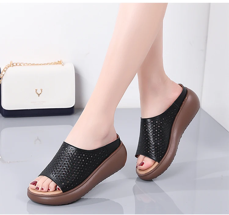 Hot Selling Women Wedge Slippers Ladies Platform Chunky Sandals Slide ...