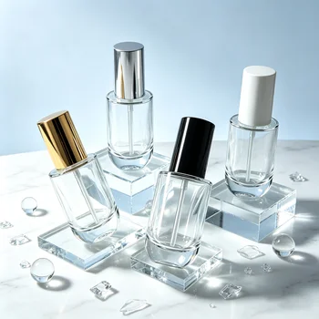 50ml Transparent Thick-Bottomed Rectangle Glass Empty Bottle Liquid Applicator