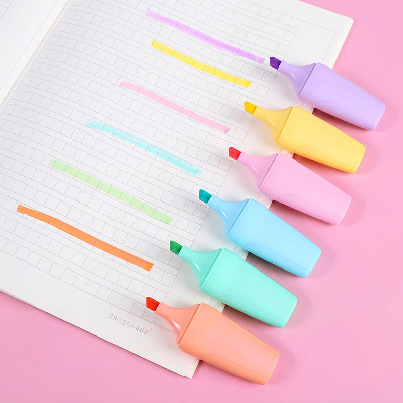 Macaron Single Head Highlighter Bulk Student Color Highlighter Highlight Marking Oblique Head Color Pen