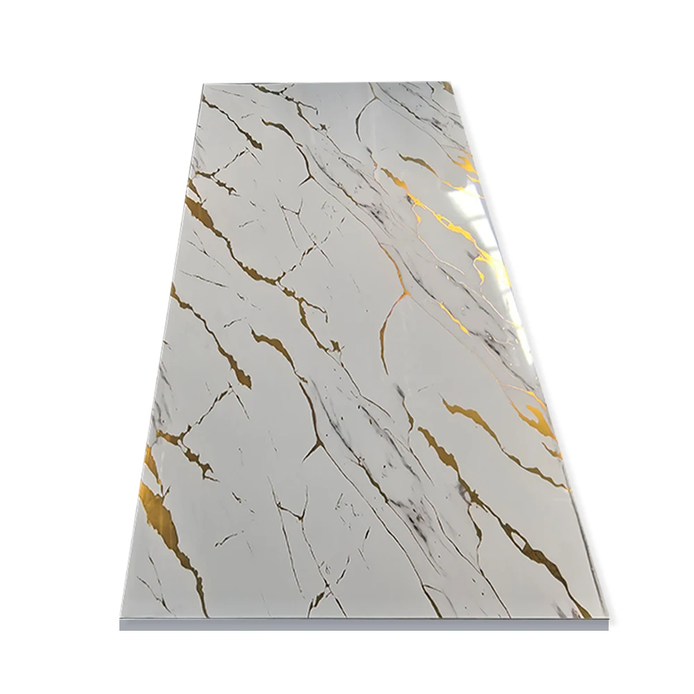 High Glossy Gold Stone 3d Design Pvc Marble Sheet Wall Panel Uv Marble Sheet
