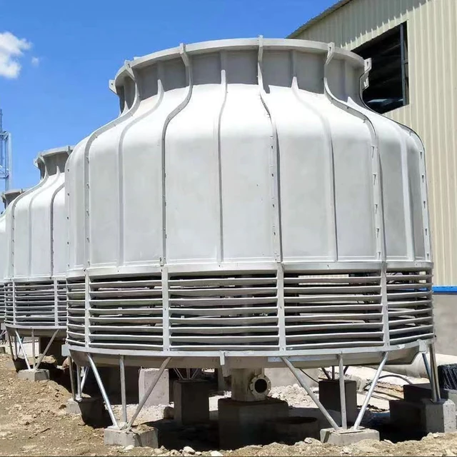 Industrial Fiberglass FRP GRP Cooling Tower 10 Ton to 30 Ton Capacity Round Design with Motor and Pump As Core Components