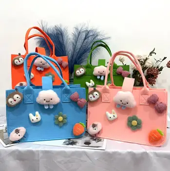 Lady Felt Shopping Handbag Storage Bag Wholesale Cute Cartoon Icon Color Can Be Customized Women Fashion Bags Single Sunshine