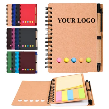 Custom Logo Kraft Notepad With Pen Memo Sticky Notes Eco Kraft Paper ...