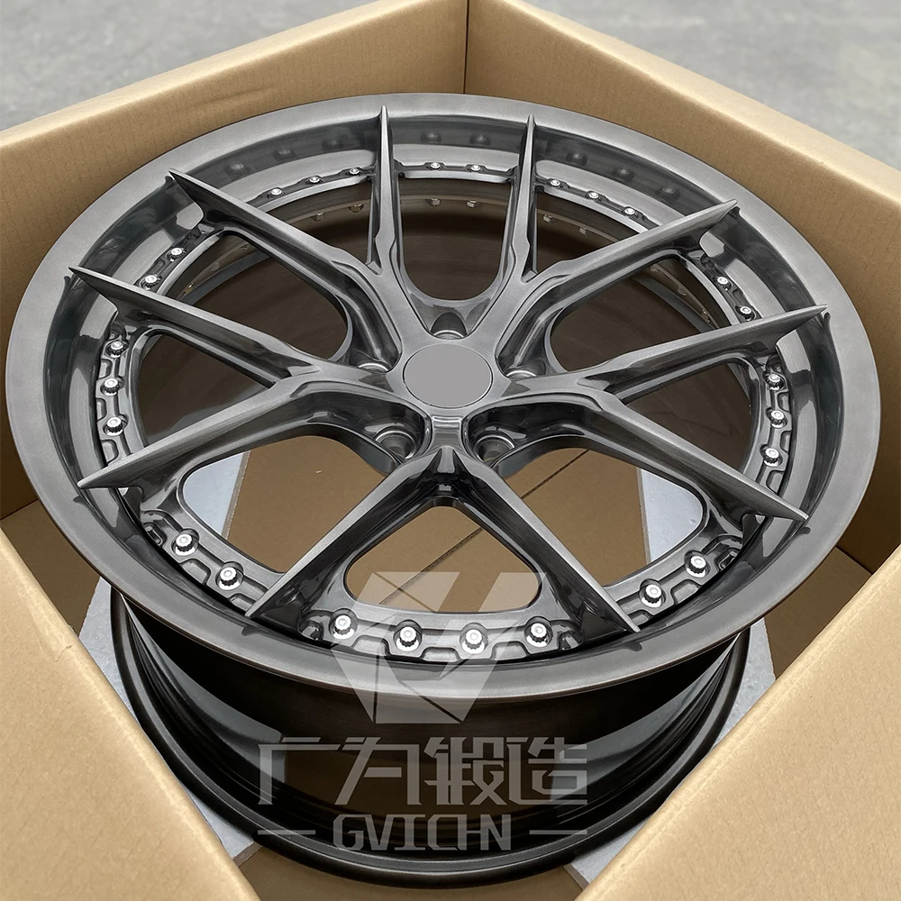 2 piece brushed gray aluminum alloy forged wheels 16 17 18 19 20 21 22 23 24 inch 5x112 5x114.3 5x120 rim hub