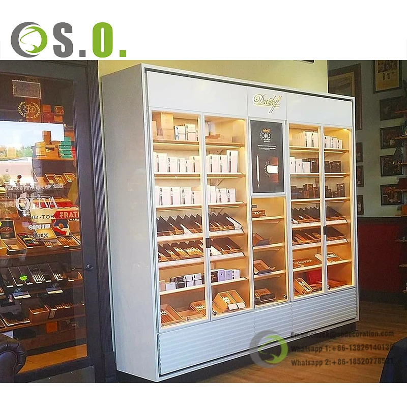 Wooden Cigar Display Showcase With Double Glass and Mirror ...
